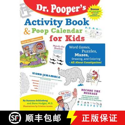 【3-4周达】Dr. Pooper's Activity Book and Poop Calendar for Kids: Mazes, Puzzles, Word Games, Drawing... [9780990877455]