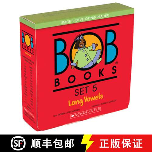 【3-4周达】Bob Books - Long Vowels Box Set of 8 Paperbacks Decodable Phonics Books, Ages 4 and Up, Ki... [9780439865418]