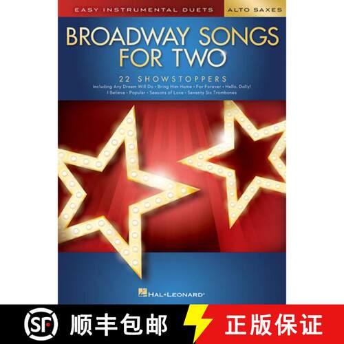 【3-4周达】Broadway Songs for Two Alto Saxophones: Easy Instrumental Duets [9781540012852]