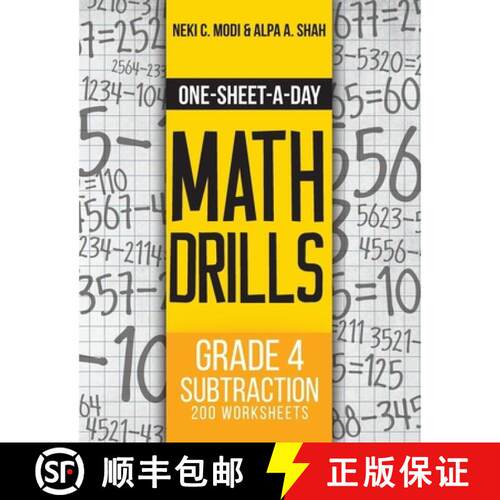 【3-4周达】One-Sheet-A-Day Math Drills: Grade 4 Subtraction - 200 Worksheets (Book 10 of 24) [9781627342117]