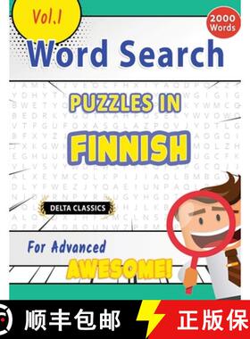 【3-4周达】Word Search Puzzles in Finnish for Advanced - Awesome! Vol.1 - Delta Classics [9798349004735]