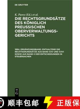 预订 Enthaltend die Rechtsgrundsätze aus Band XXV und XXVI sowie aus Band II der Entscheidungen in S... [9783112386910]
