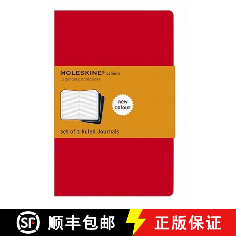 【3-4周达】Moleskine Cahier Journal (Set of 3), Pocket, Ruled, Cranberry Red, Soft Cover (3.5 X 5.5) [9788862930956]