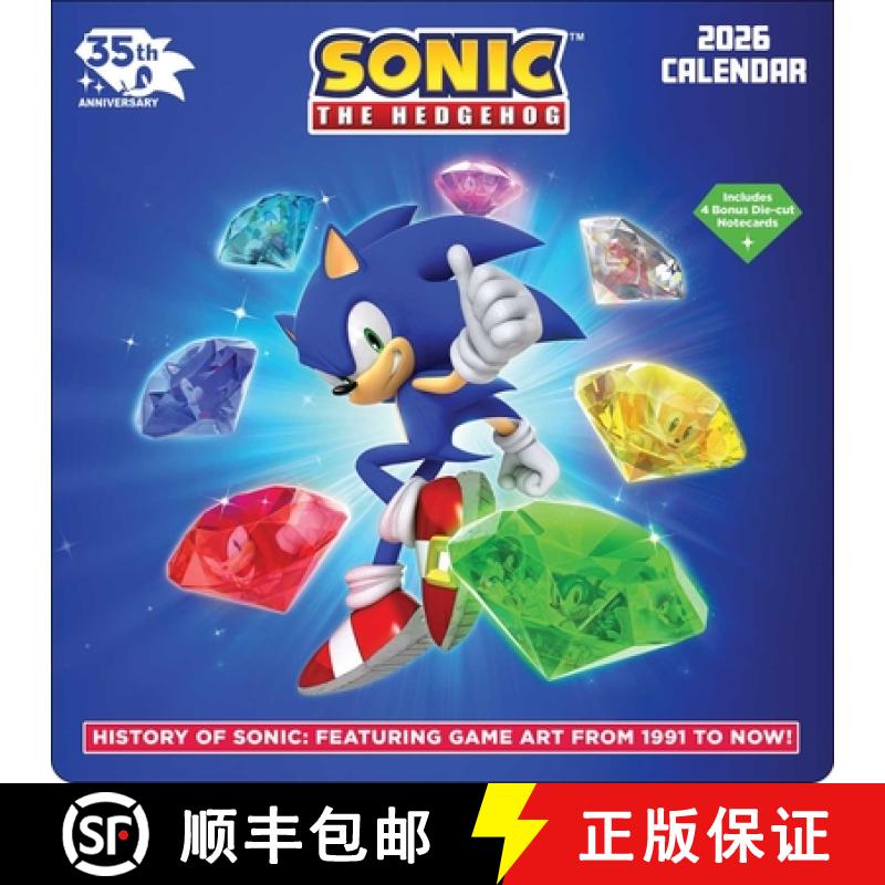 预订 Sonic the Hedgehog 35th Anniversary 2026 Wall Calendar with 4 Bonus Notecards [9781419784392]