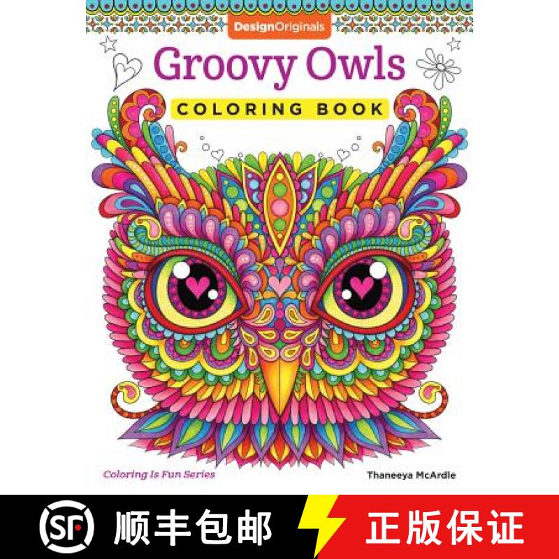 【3-4周达】Groovy Owls Coloring Book [9781497202078]