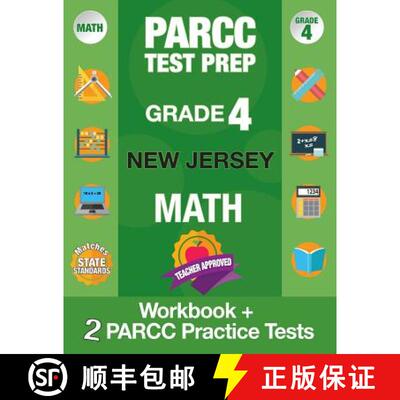 【3-4周达】Parcc Test Prep Grade 4 New Jersey Math: Workbook and 2 Parcc Practice Tests, Parcc Test P... [9781948255363]