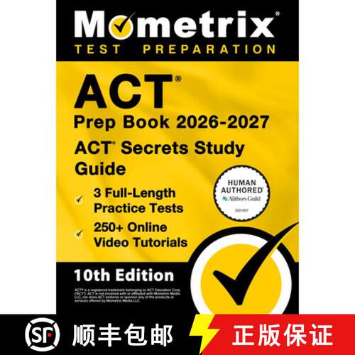【3-4周达】ACT Prep Book 2026-2027 - 3 Full Length Practice Tests, 250+ Online Video Tutorials, ACT S... [9781516730728]