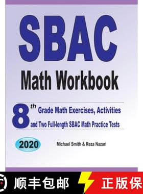 预订 SBAC Math Workbook: 8th Grade Math Exercises, Activities, and Two Full-Length SBAC Math Practice... [9781646126262]