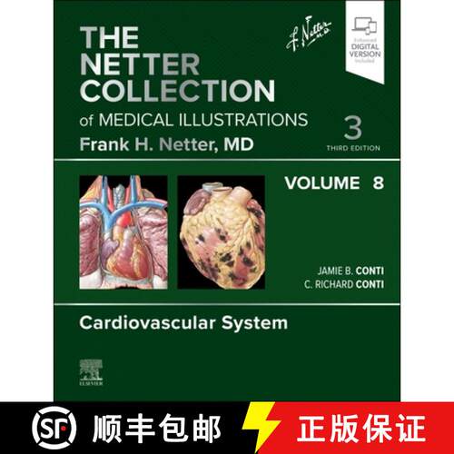 【3-4周达】精装 The Netter Collection of Medical Illustrations: Cardiovascular System, Volume 8 [9780323881296]
