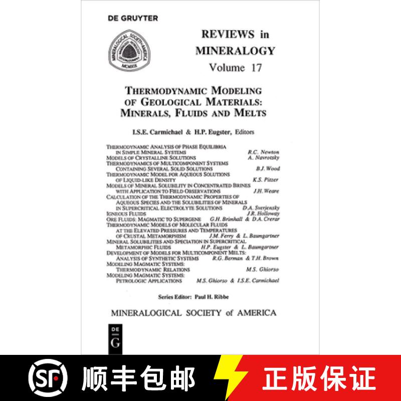 【3-4周达】Thermodynamic Modeling of Geologic Materials: Minerals, Fluids, and Melts [9780939950218]