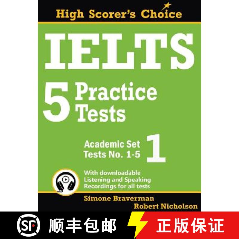 【3-4周达】IELTS 5 Practice Tests, Academic Set 1: Tests No. 1-5 [9780987300928]图片