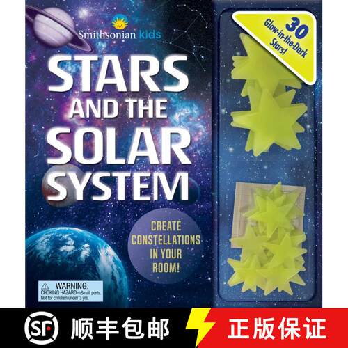【3-4周达】精装 Smithsonian Kids: Stars and the Solar System: 30 Glow-in-the-Dark Stars! [9781667206233]