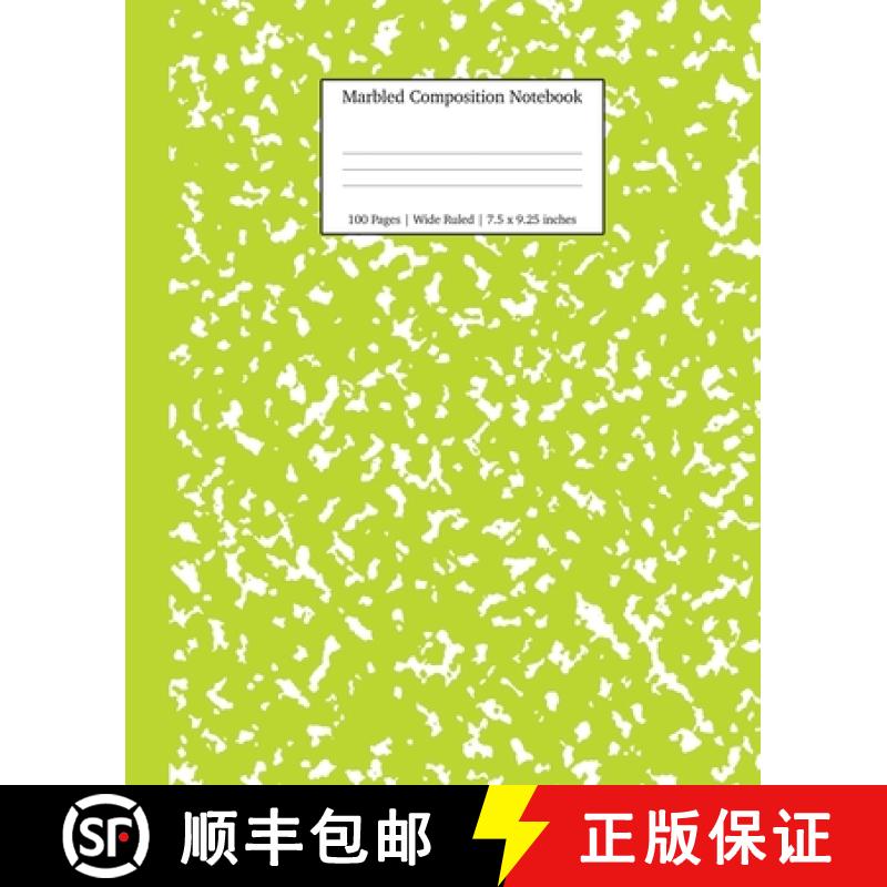 【3-4周达】Marbled Composition Notebook: Green Marble Wide Ruled Paper Subject Book [9781989387665]
