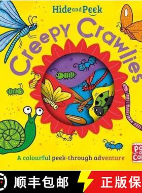 【3-4周达】Hide and Peek: Creepy Crawlies: A colourful peek-through adventure board book [9781526382535]