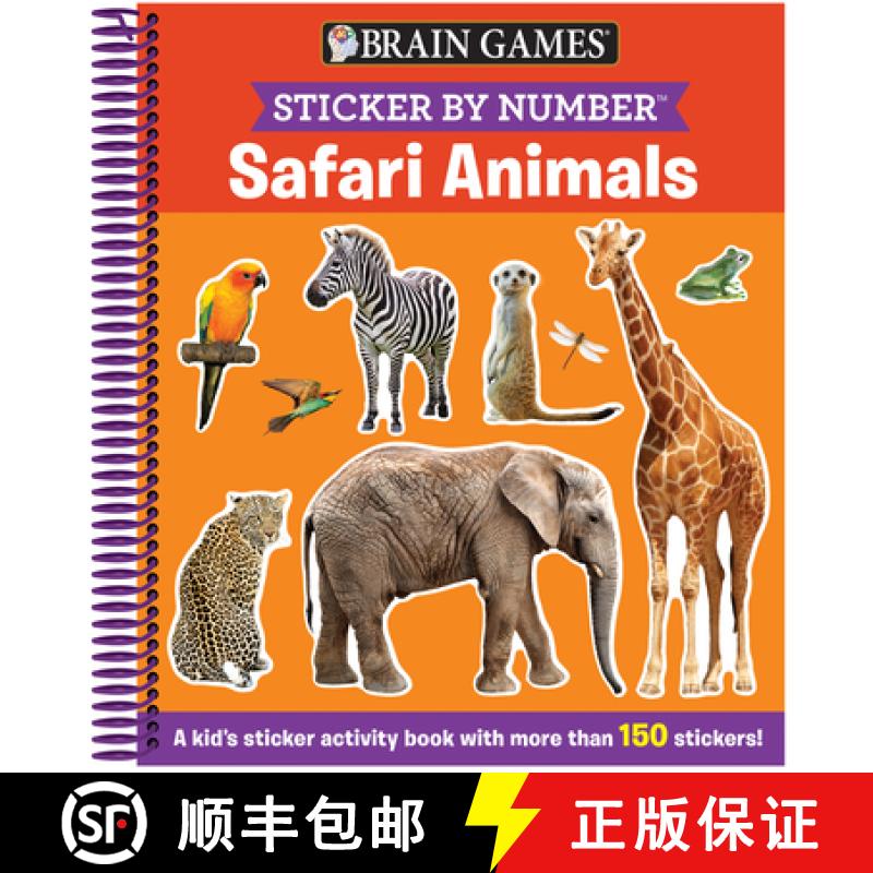 【3-4周达】Brain Games - Sticker by Number: Safari Animals (for Kids Ages 3-6): A Kid's Sticker Activ... [9781645584476]