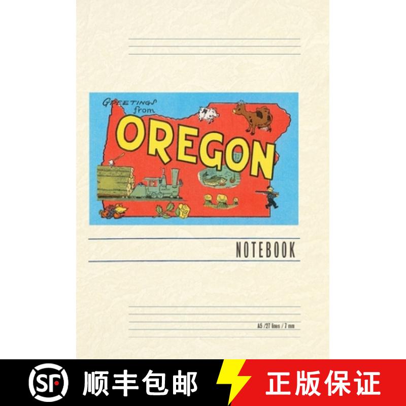 【3-4周达】Vintage Lined Notebook Greetings from Oregon, Map [9798385443321]
