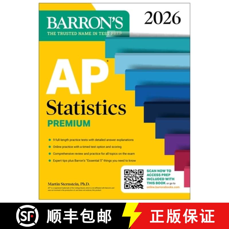 【3-4周达】AP Statistics Premium, 2026: Prep Book with 9 Practice Tests + Comprehensive Review + Onli... [9781506296579]
