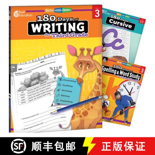 预订 180 Days(TM): Writing, Spelling, & Cursive Grade 3: 3-Book Set: Practice, Assess, Diagnose [9798765967836]