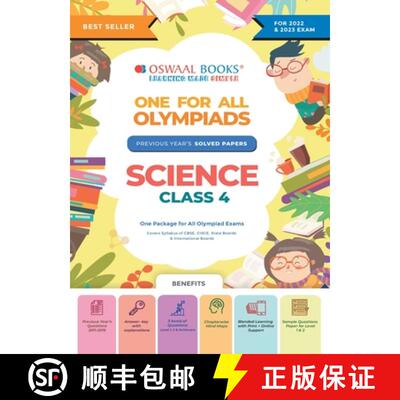 【3-4周达】Oswaal One For All Olympiad Previous Years' Solved Papers, Class-4 Science Book (For 2022-... [9789354235474]