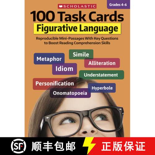 【3-4周达】100 Task Cards: Figurative Language: Reproducible Mini-Passages with Key Questions to Boos... [9781338603156]