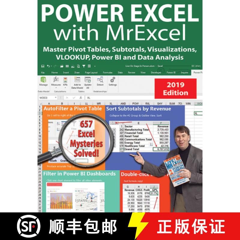 预订 Power Excel 2019 with Mrexcel: Master Pivot Tables, Subtotals, Charts, Vlookup, If, Data Analysi... [9781615470600]