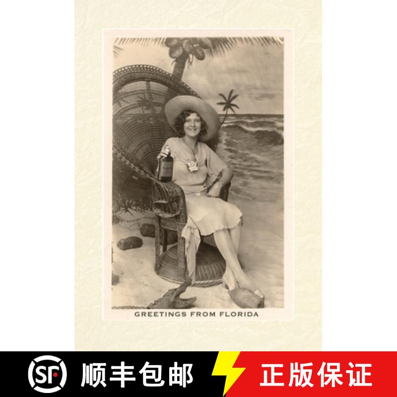 预订 Vintage Lined Notebook Greetings from Florida, Woman in Chair with Gator [9798385409365]