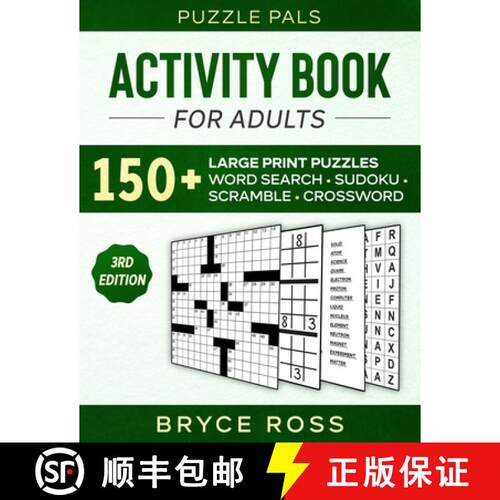 【3-4周达】Activity Book for Adults: 150+ Large Print Sudoku, Word Search, and Word Scramble Puzzles [9781990100215]