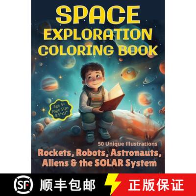 【3-4周达】Space Exploration Coloring Book: Rockets, Robots, Astronauts, Aliens & the Solar System [9781738649235]
