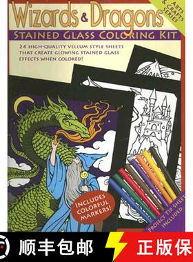 预订 Wizards & Dragons Stained Glass Coloring Kit [With Vellum Style Sheets & Colorful Markers] [9780486460697]