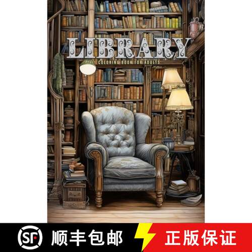 【3-4周达】Library Coloring Book for Adults : Interior Coloring Book | Room Design Coloring | furnitu... [9783758424502]