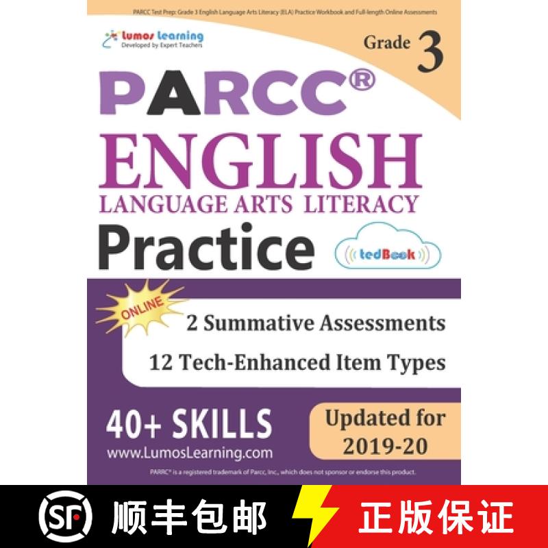 【3-4周达】PARCC Test Prep: Grade 3 English Language Arts Literacy (ELA) Practice Workbook and Full-l... [9781946795229]