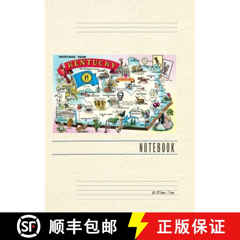 【3-4周达】Vintage Lined Notebook Greetings from Kentucky, Map [9798385417834]