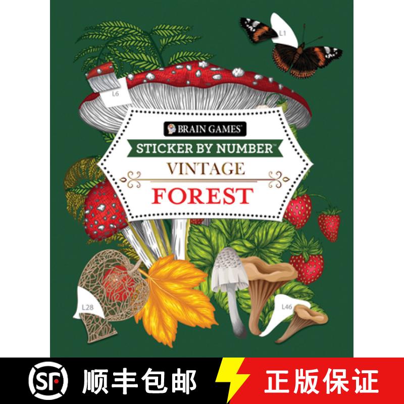 【3-4周达】Brain Games - Sticker by Number - Vintage: Forest (28 Images to Sticker) [9781639387465]
