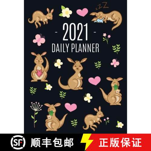 【3-4周达】Kangaroo Daily Planner 2021: Cute Animal Calendar Scheduler for Girls - Pretty & Large Wee... [9781970177282]