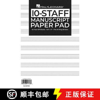 【3-4周达】Hal Leonard Manuscript Paper 10-Staff Paper Pad - 64 Tear-Off Sheets, Fits All Ring Binders [9798350138740]