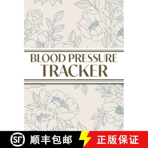 【3-4周达】精装 XL Large Print 1-Year Blood Pressure Tracker (Blue Roses on Cream): 8x10 Hardcover 52... [9781834120768]