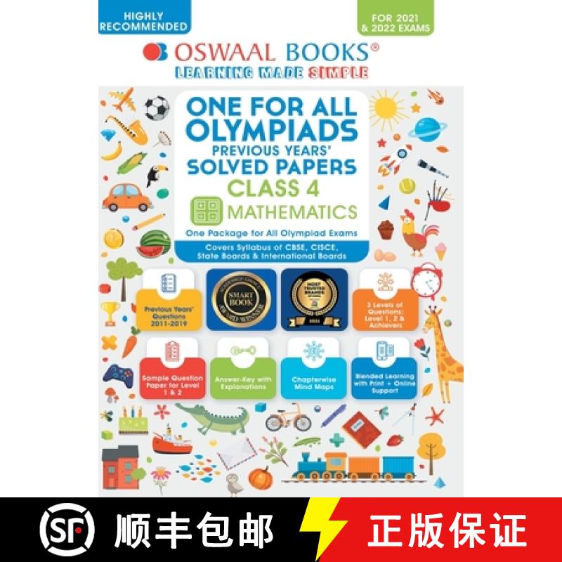 【4周达】Oswaal One for All Olympiad Previous Years Solved Papers, Class-4 Mathematics Book (For 2021... [9789354235153]