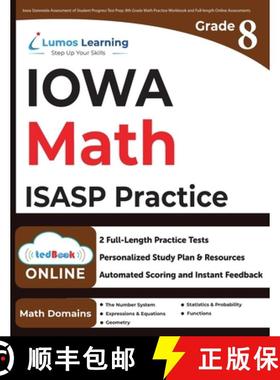 预订 Iowa Statewide Assessment of Student Progress Test Prep: 8th Grade Math Practice Workbook and Fu... [9781966084051]