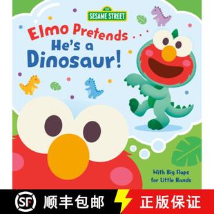 Sesame 9780593711705 Elmo 4周达 Pretends... Street Dinosaur