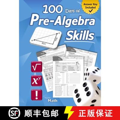【3-4周达】Pre-Algebra Skills: (Grades 6-8) Middle School Math Workbook (Prealgebra: Exponents, Roots... [9781635783896]