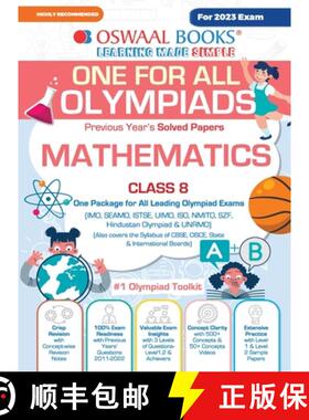 【3-4周达】Oswaal One For All Olympiad Previous Years' Solved Papers, Class-8 Mathematics Book (For 2... [9789356345287]