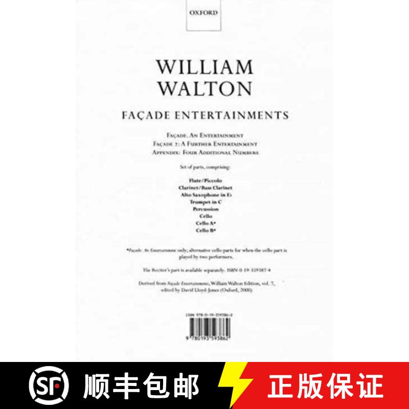 【3-4周达】Facade Entertainments: Set of Parts (William Walton Edition) [9780193593862]