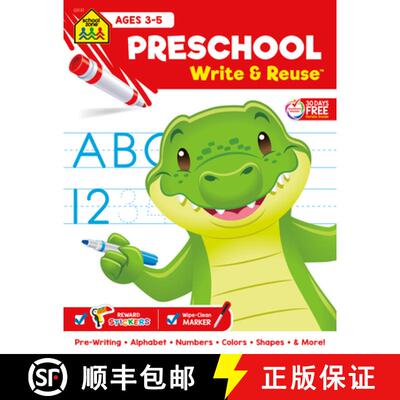 【3-4周达】School Zone Preschool Write & Reuse Workbook [9781681472812]