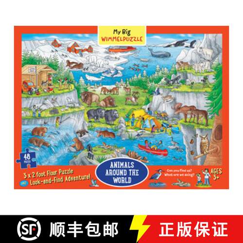 【3-4周达】精装 My Big Wimmelpuzzle--Animals Around the World Floor Puzzle, 48-Piece (Children's Puzz... [9781615197736]