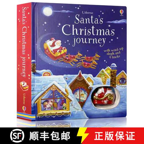 现货 圣诞老人的圣诞之旅 纸板轨道书 Santa's Christmas Journey with Wind-Up Sleigh [9781474906401]