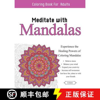 【3-4周达】Meditate With Mandalas: Calming Coloring Book [9780692600740]