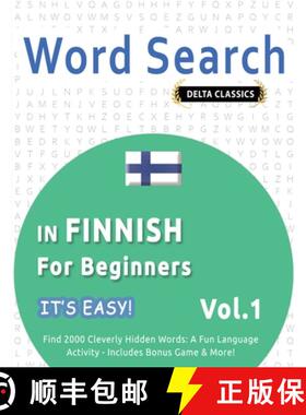 【3-4周达】Word Search in Finnish for Beginners - It's Easy! Vol.1 - Delta Classics - Find 2000 Cleve... [9798349005787]