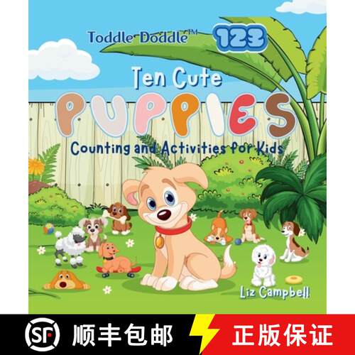 【3-4周达】精装 Toddle Doddle 123 - Ten Cute Puppies: Counting and Activity Book for Kids [9781965675076]