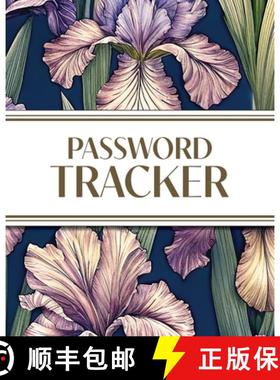 【3-4周达】XL Large Print Password Tracker (Purple Irises on Navy): 8x10 450+ Alphabetical Password L... [9781834120614]
