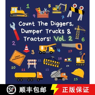 【3-4周达】Count The Diggers, Dumper Trucks & Tractors! Volume 2: A Fun Activity Book for 2-5 Year Olds [9781913666194]
